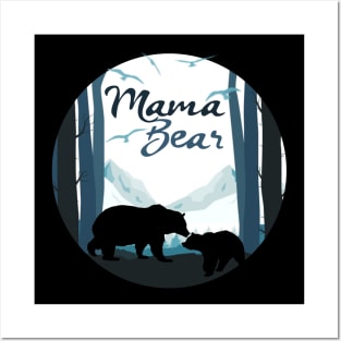 Mama Bear with Baby Cub in the Mountains Posters and Art